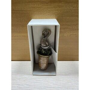 Centrum 1 Piece Enameled Pewter Wine Bottle Stopper NIP Flamingo